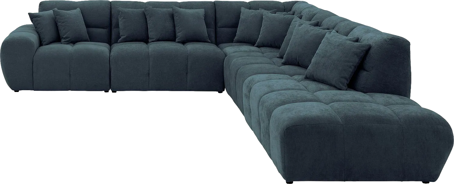Goossens Excellent Bank Kubus blauw, stof, 1,5-zits, modern design