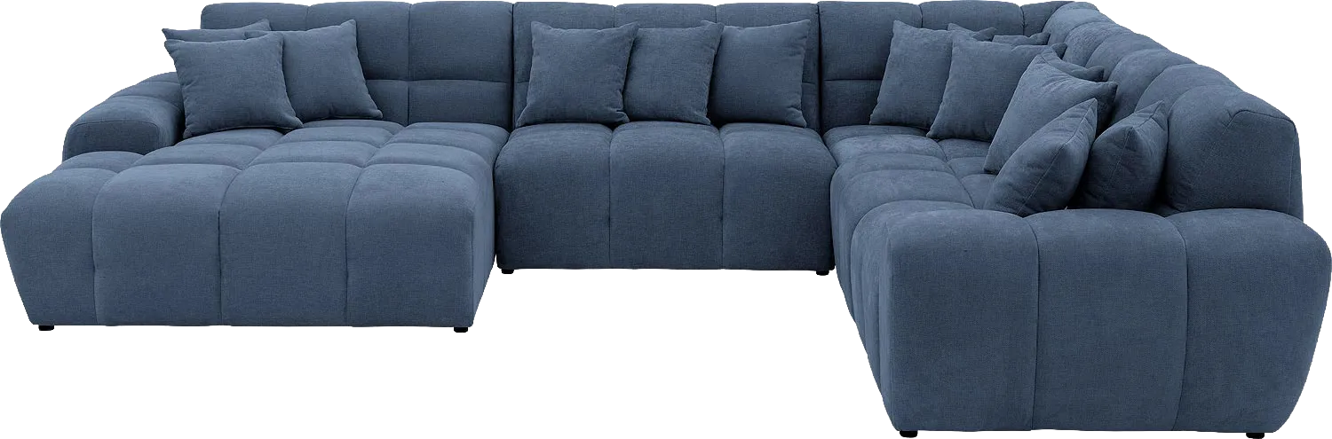 Goossens Excellent Bank Kubus blauw, stof, 1,5-zits, modern design