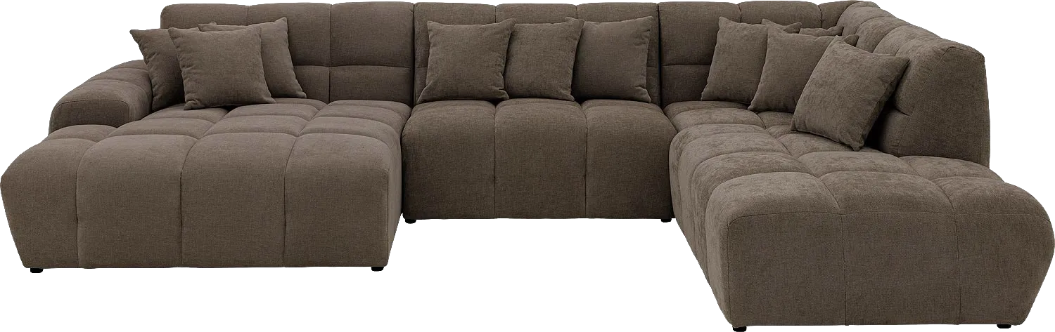 Goossens Excellent Bank Kubus bruin, stof, 1,5-zits, modern design