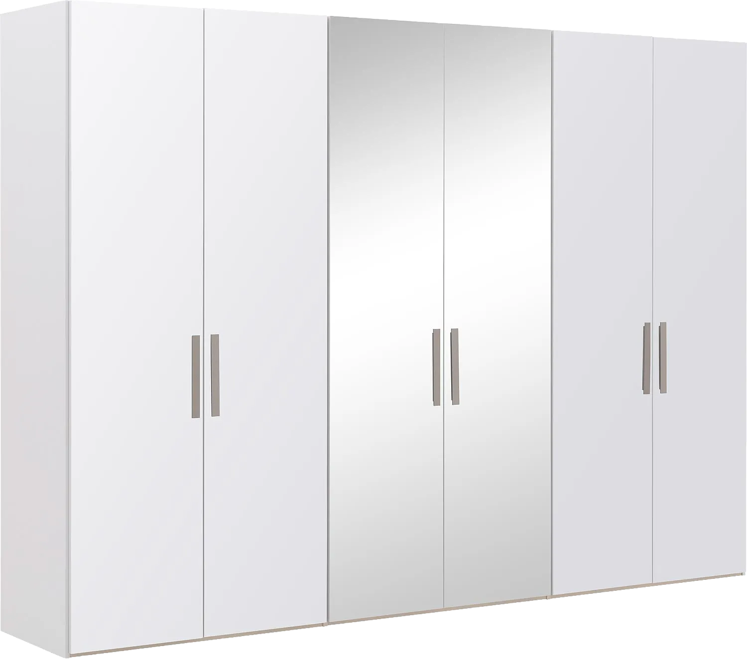 Goossens Kledingkast Easy Storage Ddk, Kledingkast 304 cm breed, 220 cm hoog, 4x glas draaideur en 2x spiegel draaideur midden