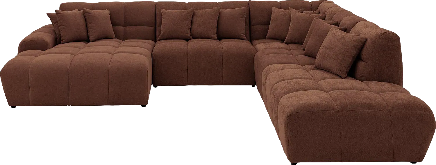 Goossens Excellent Bank Kubus bruin, stof, 1,5-zits, modern design
