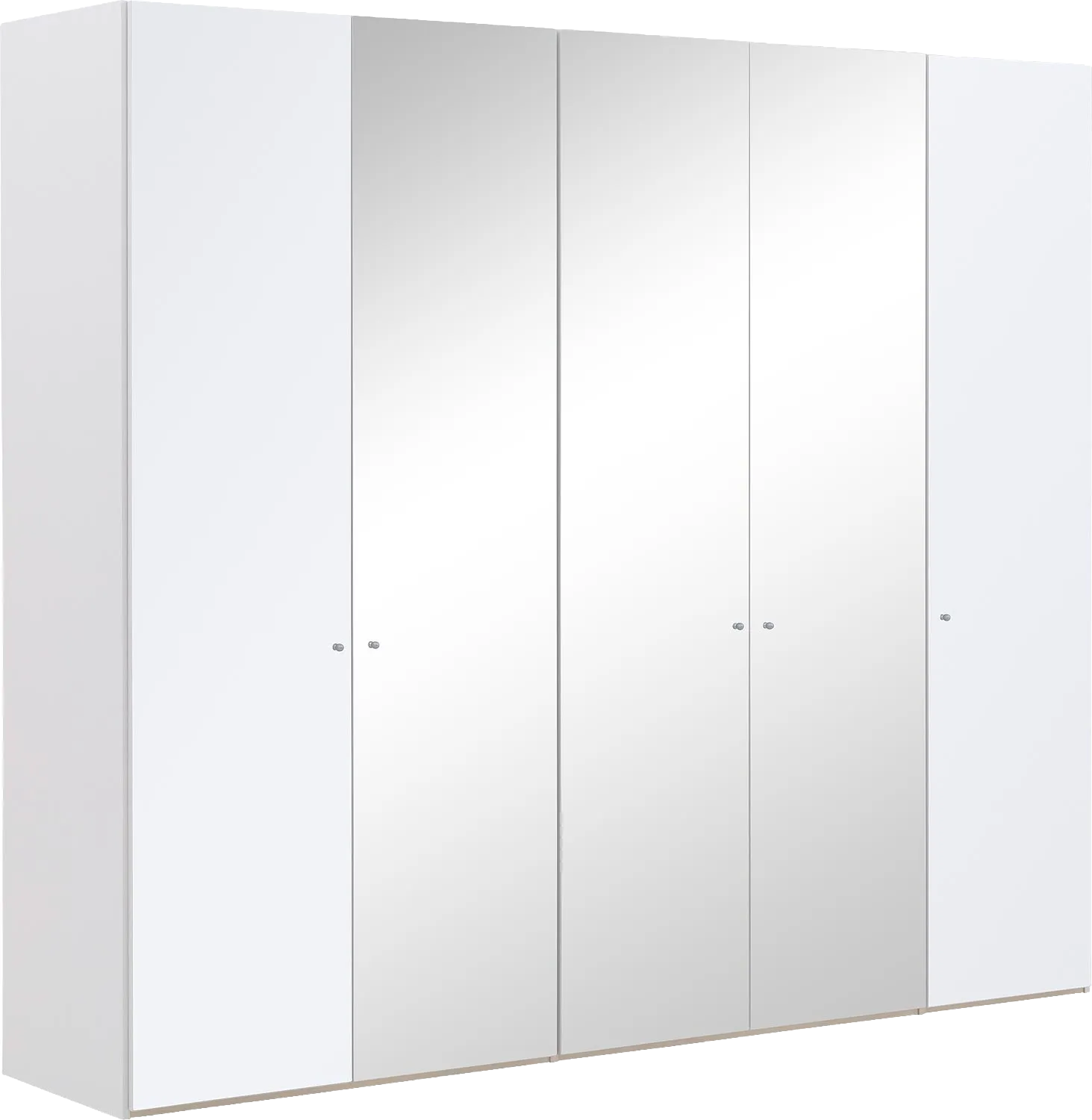 Goossens Kledingkast Easy Storage Ddk, Kledingkast 253 cm breed, 220 cm hoog, 2x glas draaideur en 3x spiegel draaideur midden