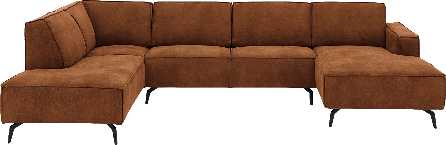 Goossens Hoekbank Hercules bruin, microvezel, 2-zits, modern design met ligelement links