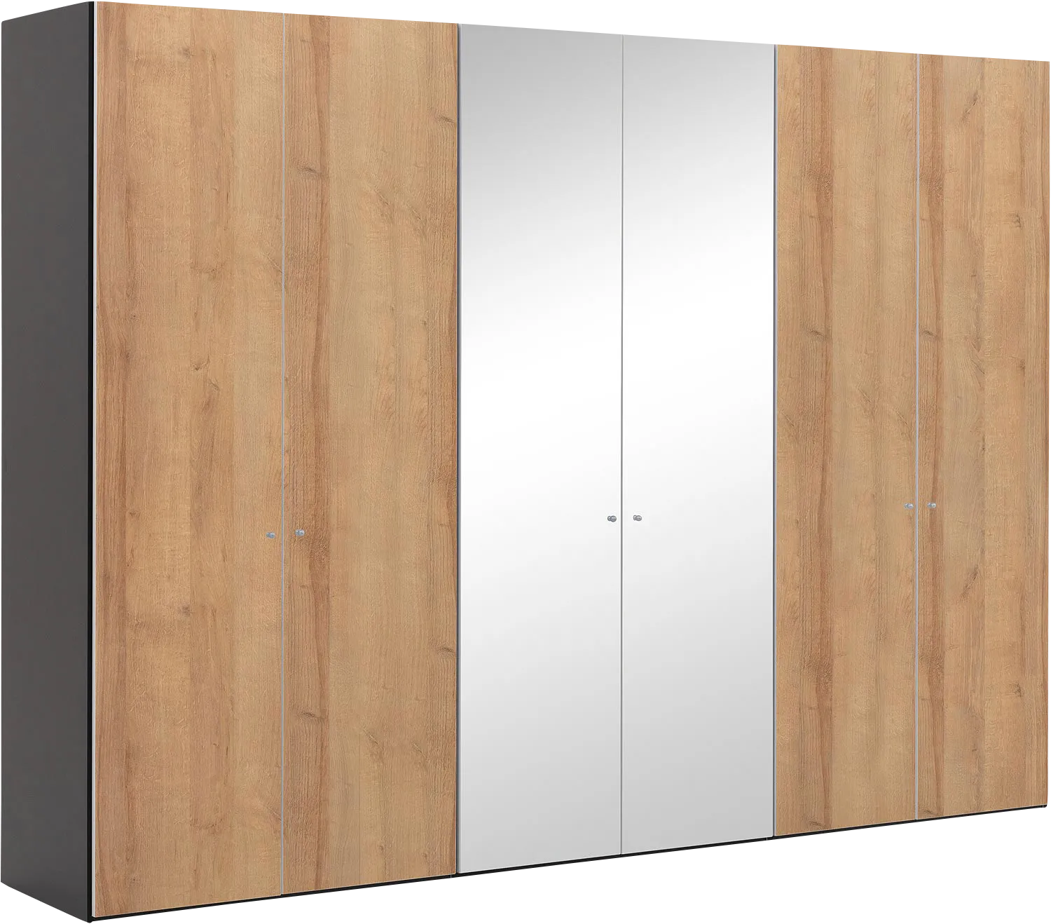 Goossens Kledingkast Easy Storage Ddk, Kledingkast 304 cm breed, 220 cm hoog, 4x draaideur en 2x spiegel draaideur midden