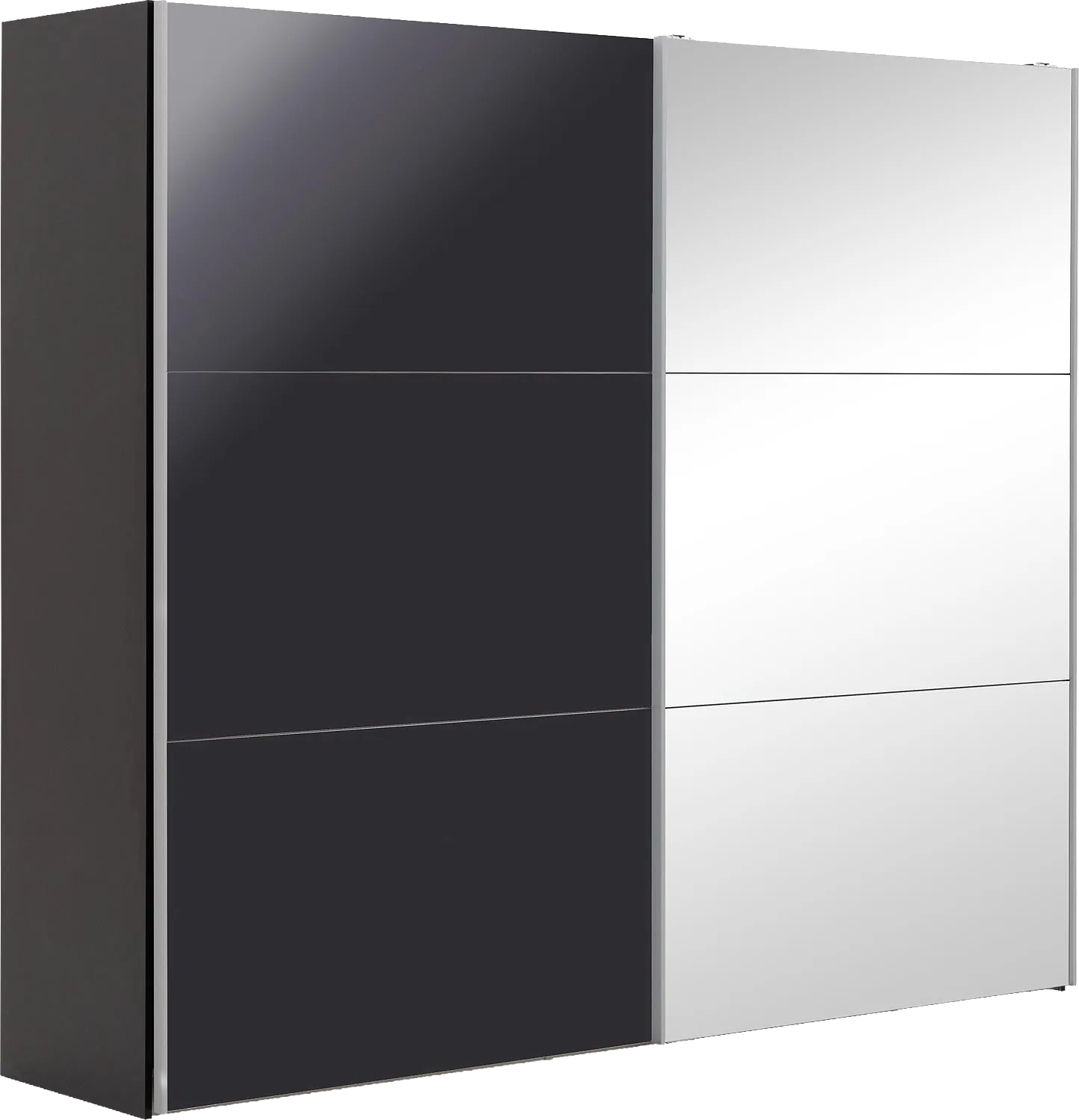 Goossens Kledingkast Easy Storage Sdk, 253 cm breed, 220 cm hoog, 1x 3 paneel schuifdeur li en 1x 3 paneel spiegel schuifdeur re