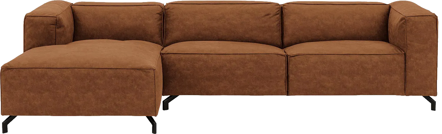 Goossens Bank Calvin cognac, micro leer, 3,5-zits, modern design