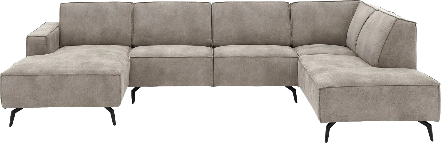 Goossens Hoekbank Hercules grijs, microvezel, 2-zits, modern design met ligelement rechts