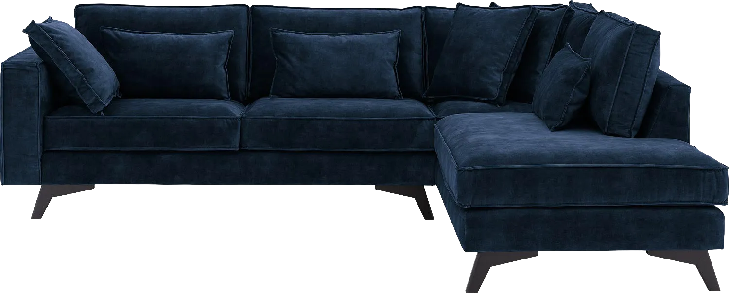 Goossens Bank Chambre blauw, stof, 3-zits, elegant chic met ligelement rechts