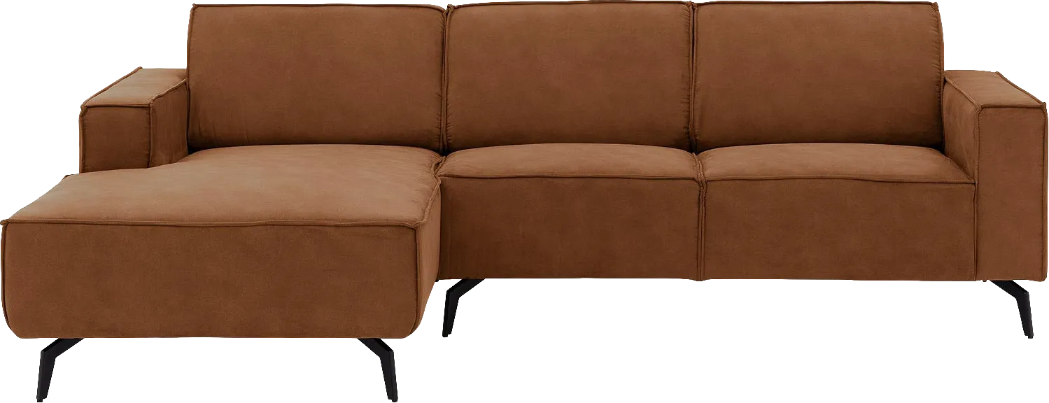Goossens Hoekbank Hercules bruin, microvezel, 2-zits, modern design met chaise longue links
