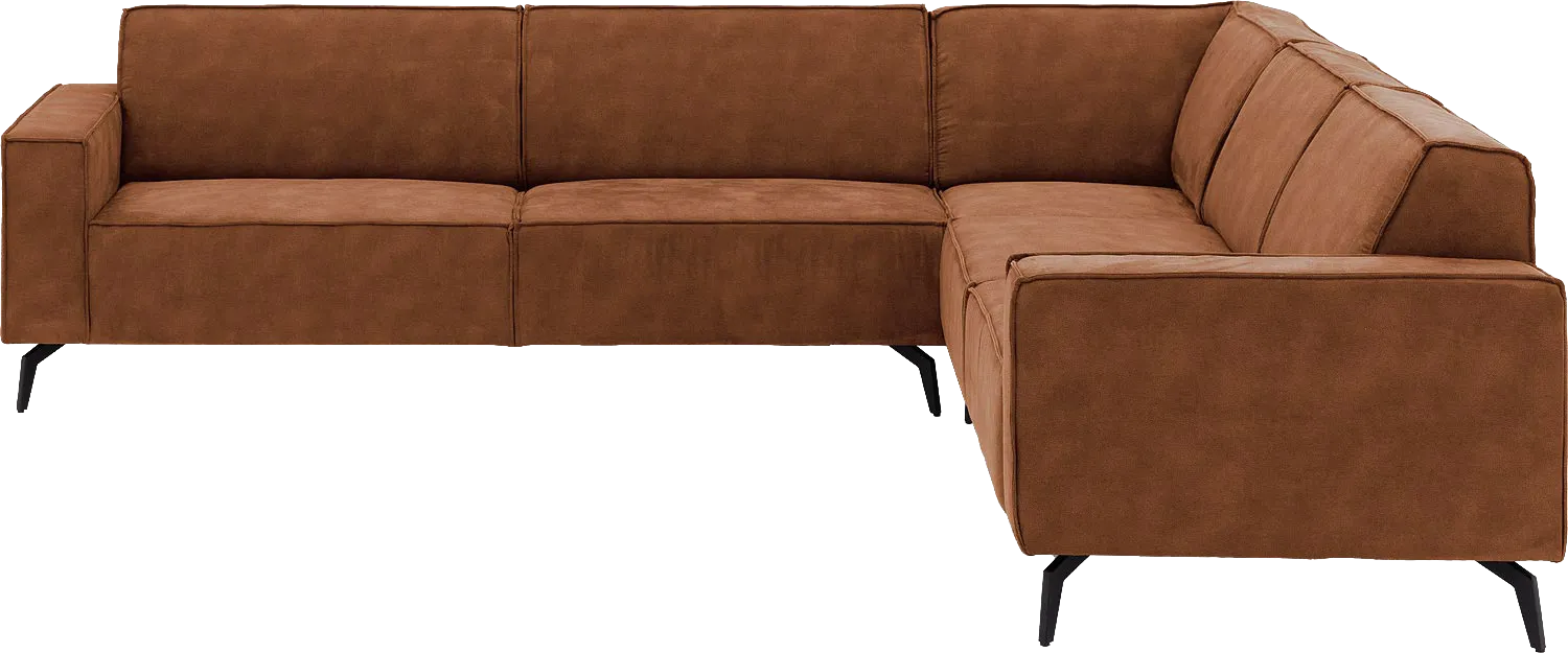 Goossens Hoekbank Hercules bruin, microvezel, 3-zits, modern design