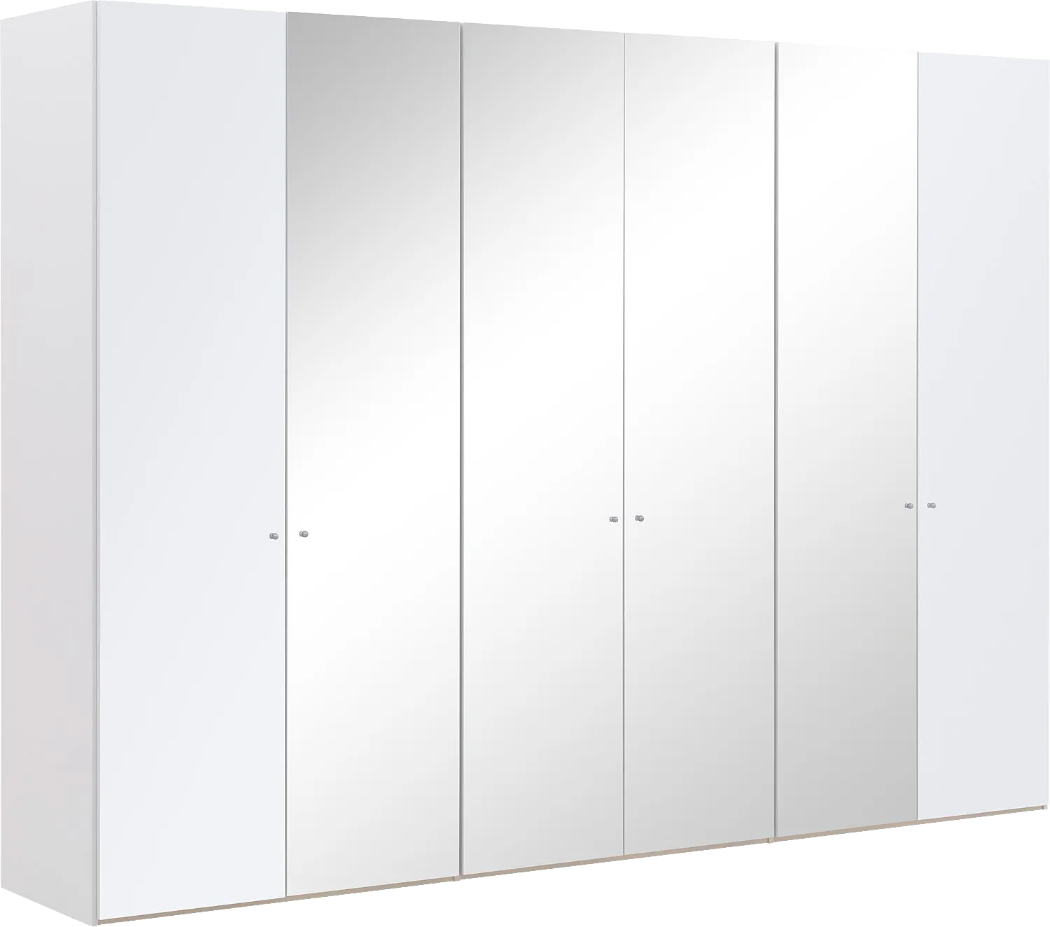 Goossens Kledingkast Easy Storage Ddk, Kledingkast 304 cm breed, 220 cm hoog, 2x glas draaideur en 4x spiegel draaideur midden