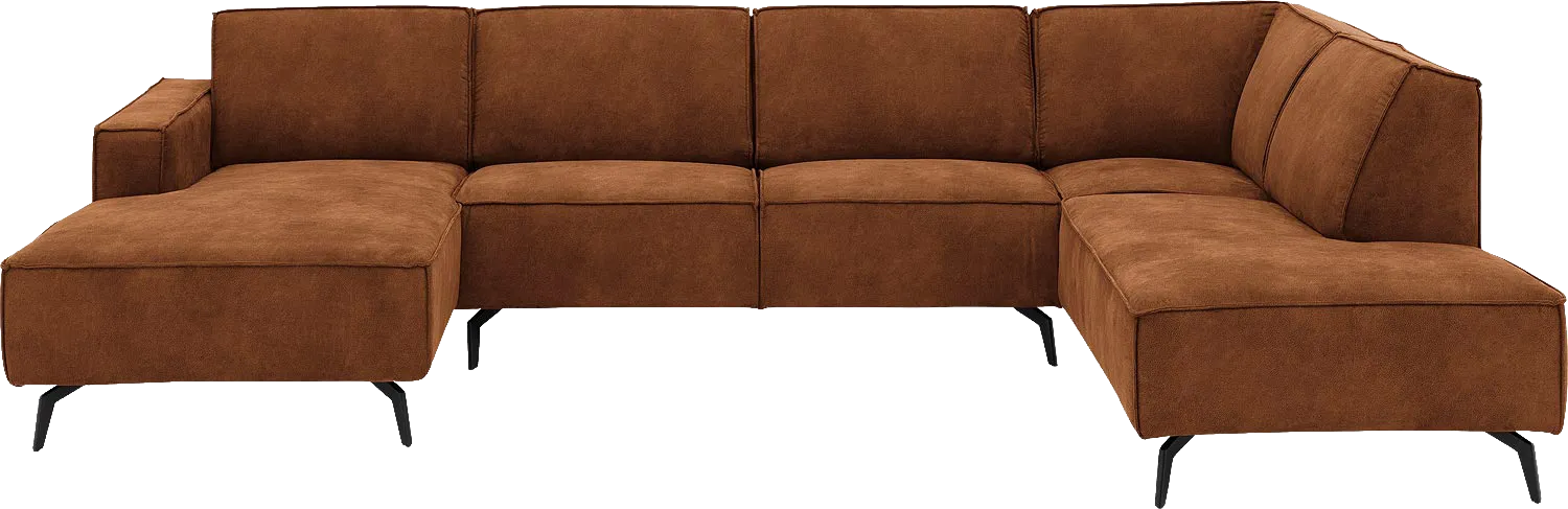 Goossens Hoekbank Hercules bruin, microvezel, 2-zits, modern design met ligelement rechts