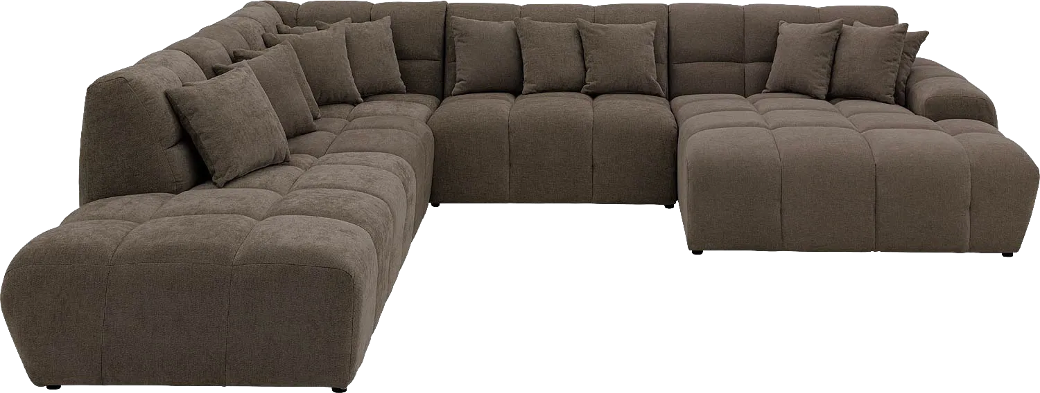 Goossens Excellent Bank Kubus bruin, stof, 1,5-zits, modern design