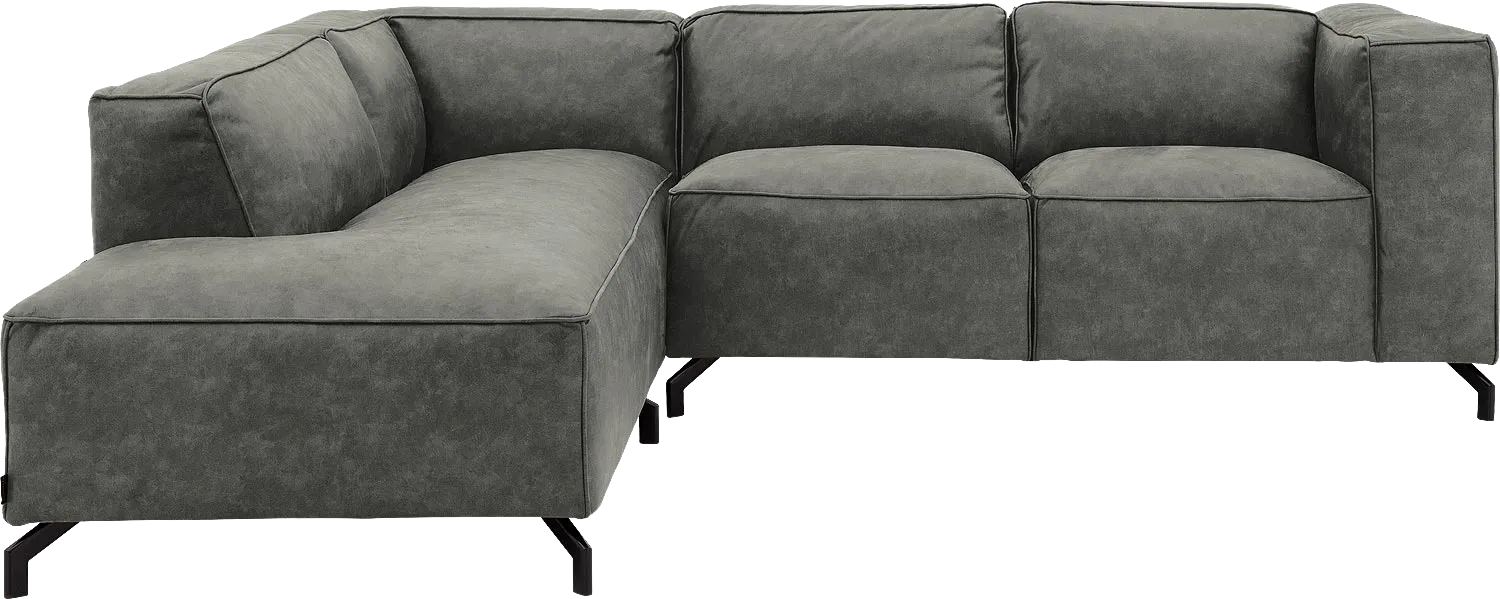 Goossens Bank Calvin grijs, micro leer, 2-zits, modern design met ligelement links