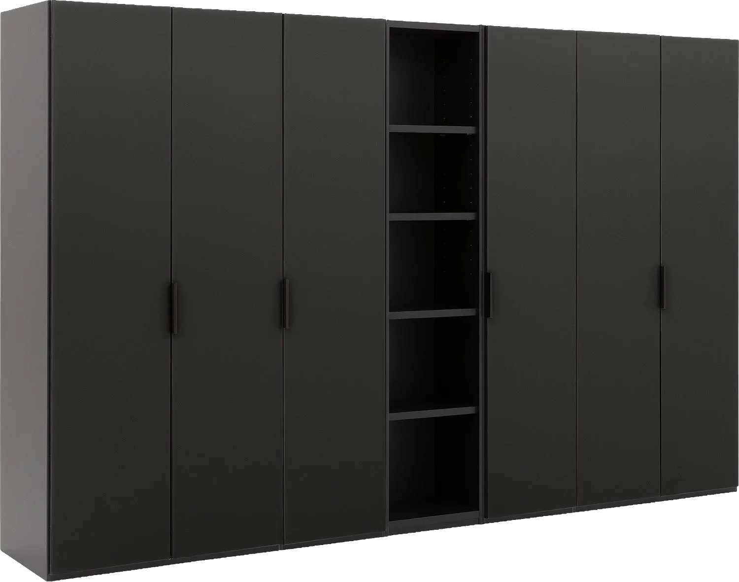 Goossens Excellent Kast Systeem Statement Compleet, 6 draaideuren met 50 cm breed rek element, 350 cm breed 223 cm hoog 61 cm diep