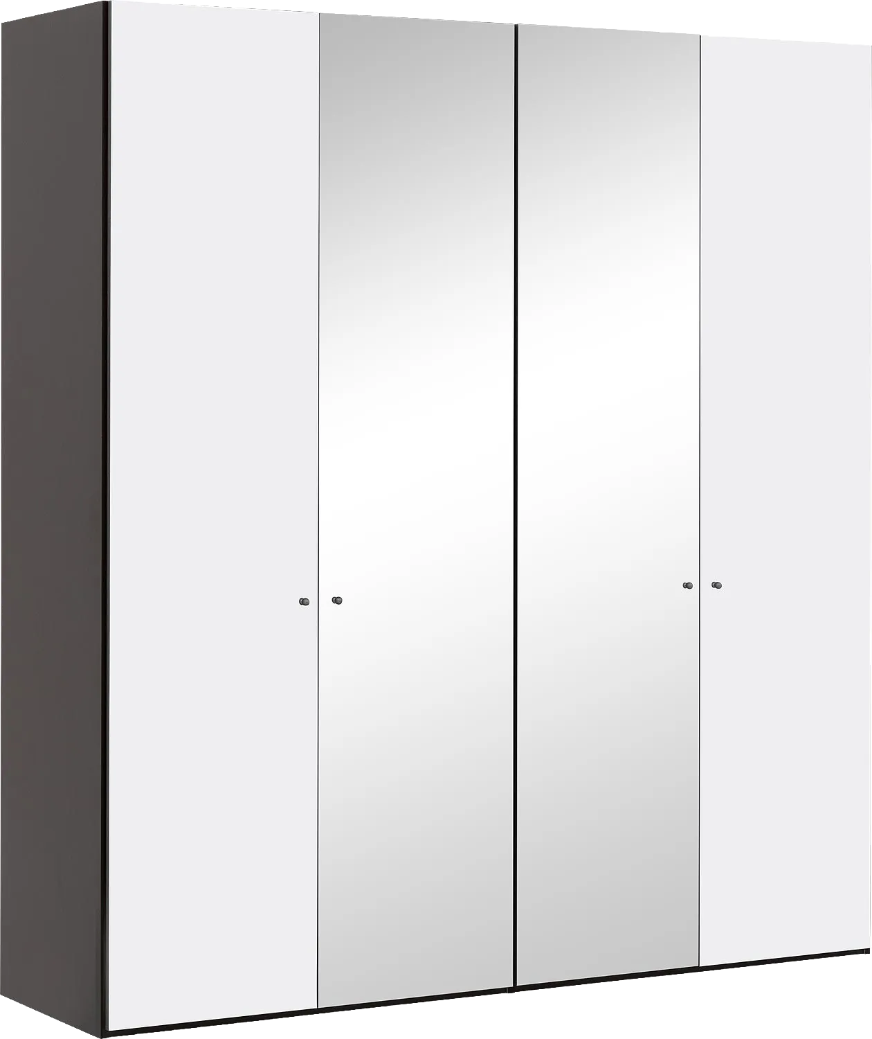 Goossens Kledingkast Easy Storage Ddk, Kledingkast 203 cm breed, 220 cm hoog, 2x draaideur en 2x spiegel draaideur midden