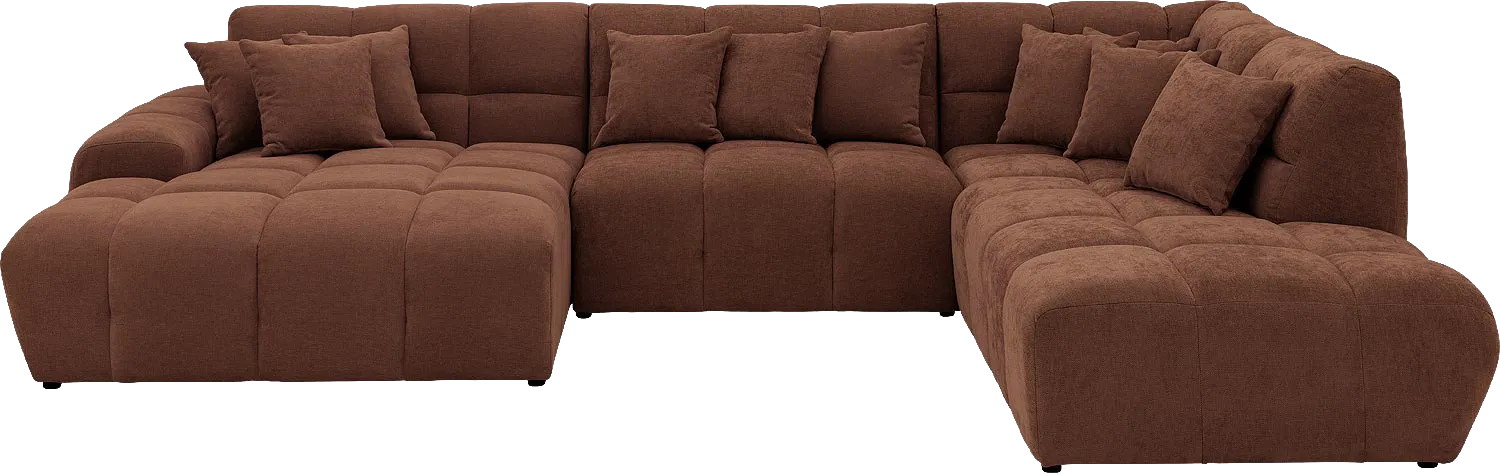 Goossens Excellent Bank Kubus bruin, stof, 1,5-zits, modern design
