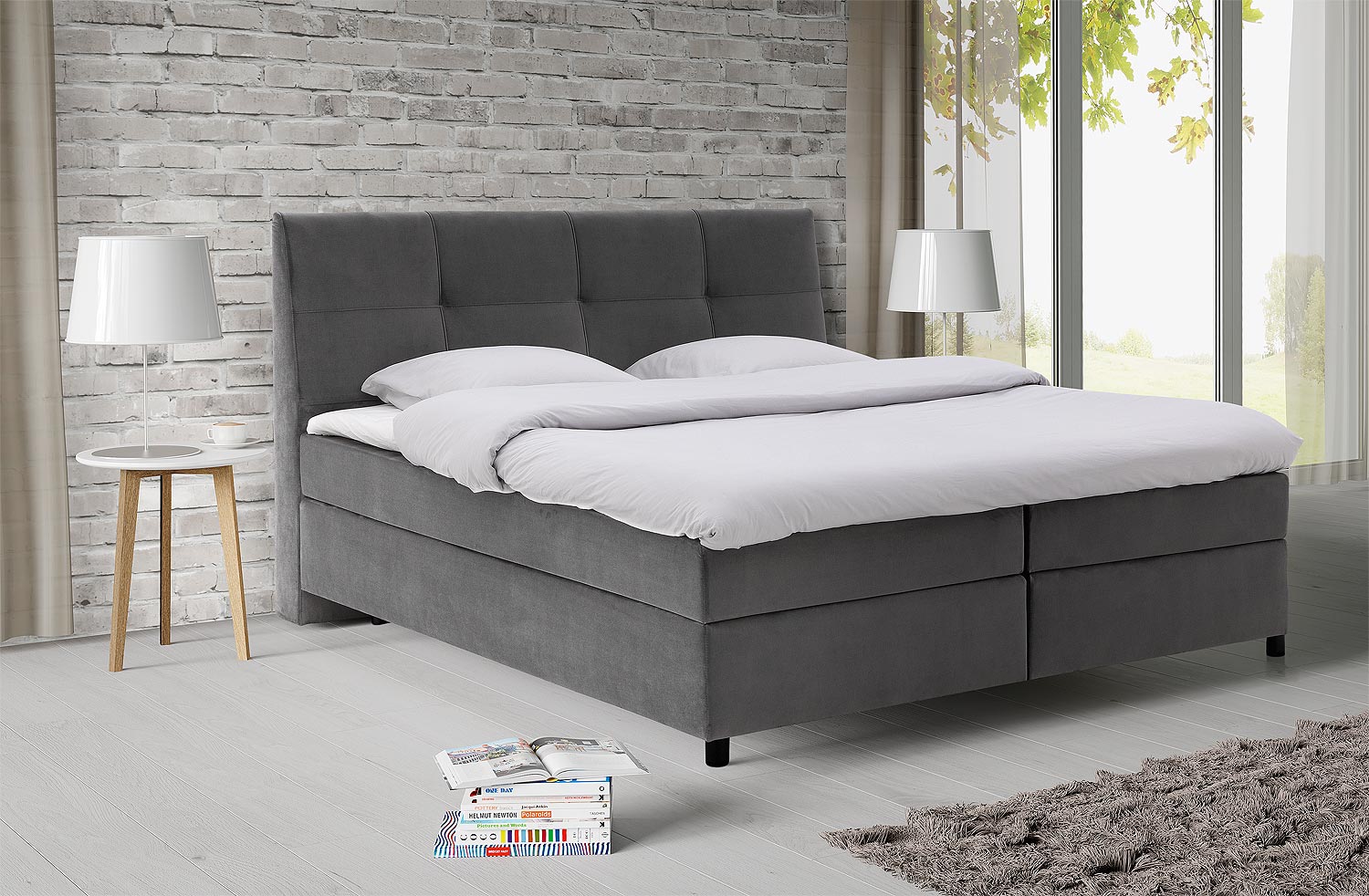 Goossens Basic Boxspring Compleet Gusta, Vlak 160 x 200 cm (=2x 80 x 200 cm) met hoofdbord