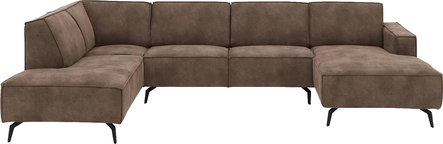 Goossens Hoekbank Hercules bruin, microvezel, 2-zits, modern design met ligelement links