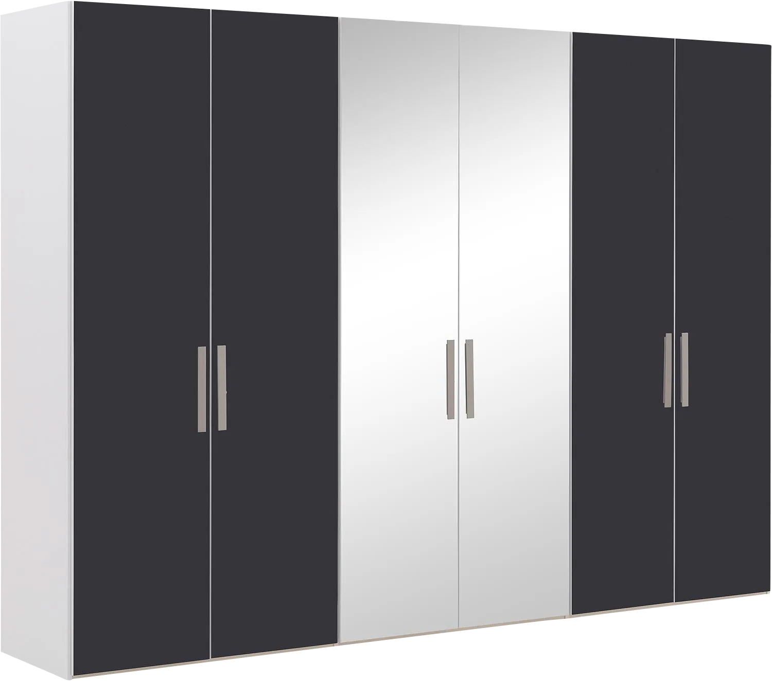 Goossens Kledingkast Easy Storage Ddk, Kledingkast 304 cm breed, 220 cm hoog, 4x draaideur en 2x spiegel draaideur midden