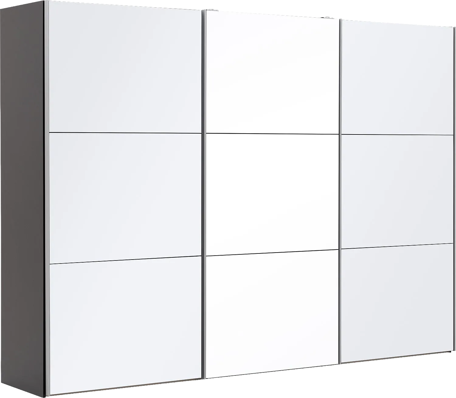 Goossens Kledingkast Easy Storage Sdk, 303 cm breed, 220 cm hoog, 2x 3 paneel glas schuifdeuren en 1x 3 paneel spiegel schuifdeur midden