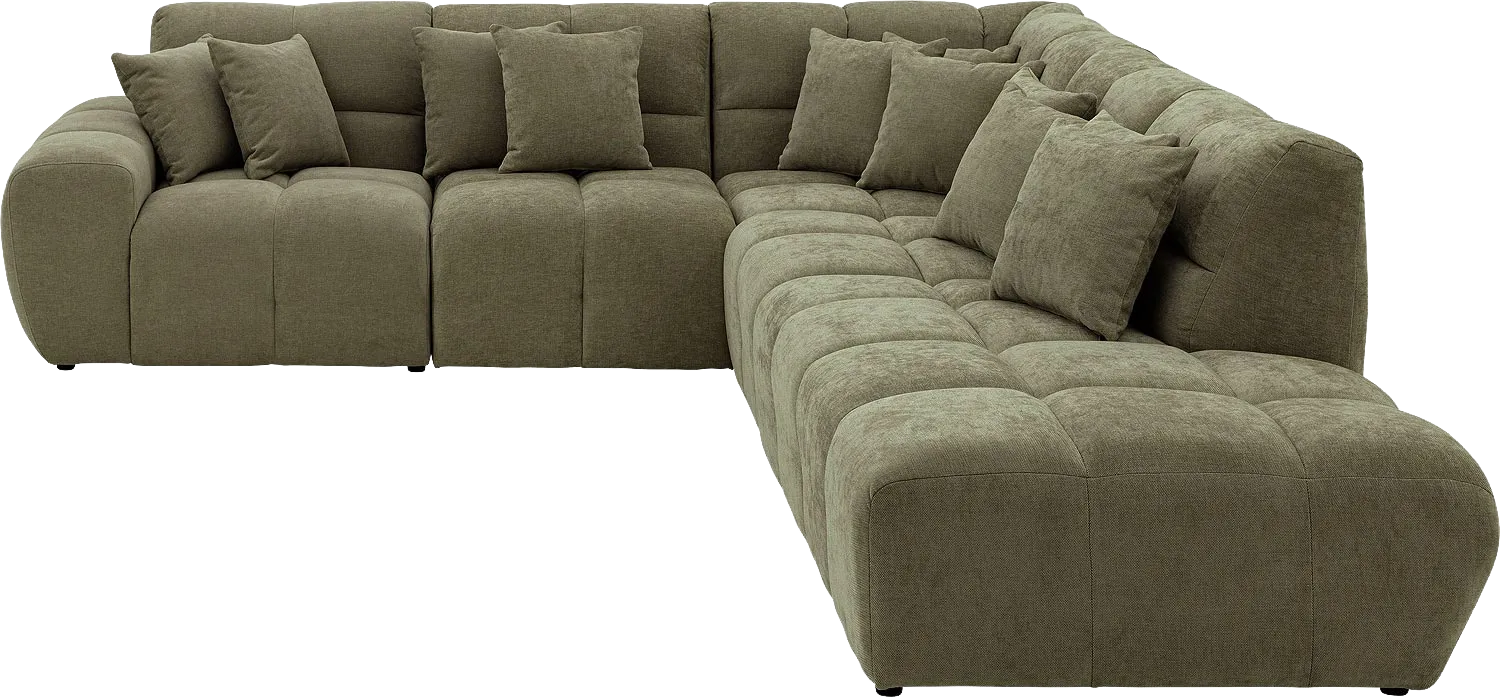 Goossens Excellent Bank Kubus groen, stof, modern design