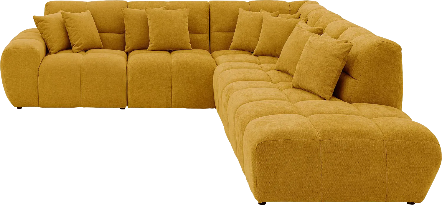 Goossens Excellent Bank Kubus geel, stof, modern design