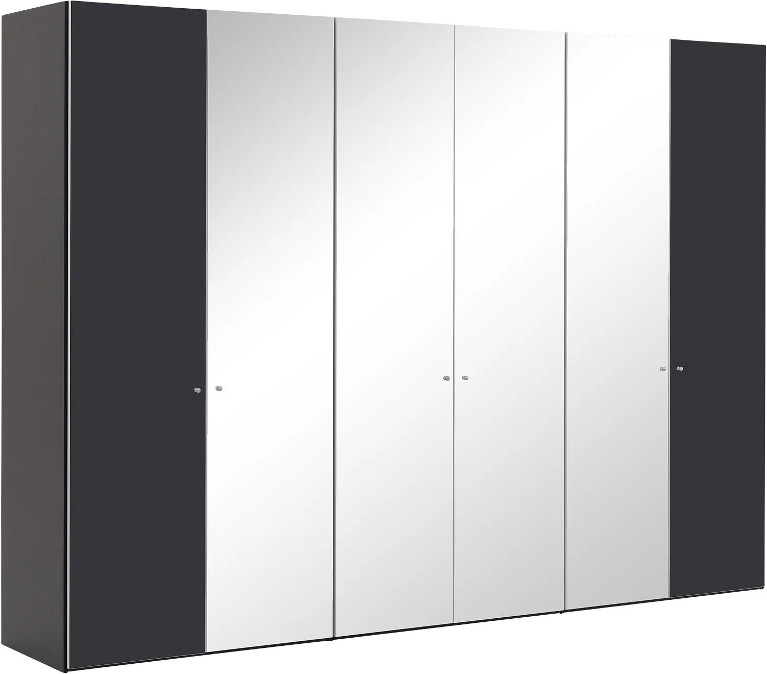 Goossens Kledingkast Easy Storage Ddk, Kledingkast 304 cm breed, 220 cm hoog, 2x draaideur en 4x spiegel draaideur midden