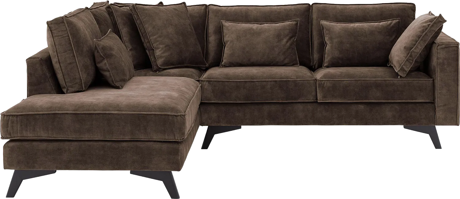 Goossens Bank Chambre bruin, stof, 2-zits, elegant chic met ligelement links