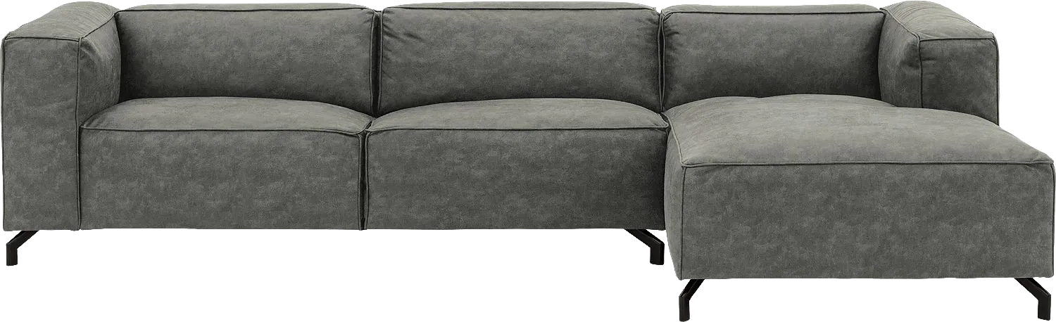Goossens Bank Calvin grijs, micro leer, 3,5-zits, modern design