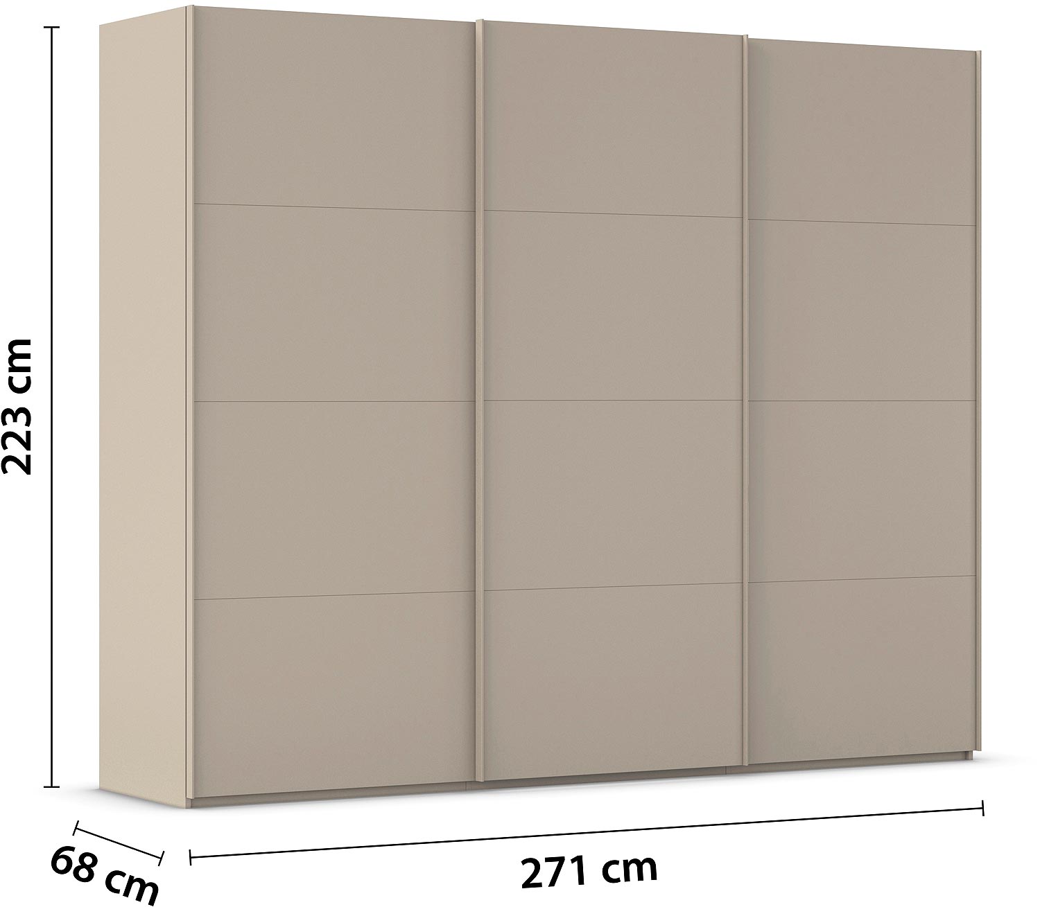Goossens Excellent Kledingkast Finca Mat Glas, Slaapkamerkast 270 cm breed, 223cm hoog, 3x 4 paneel glas schuifdeuren