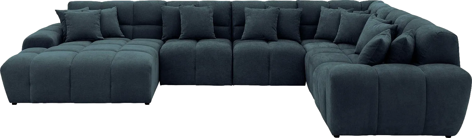 Goossens Excellent Bank Kubus blauw, stof, modern design