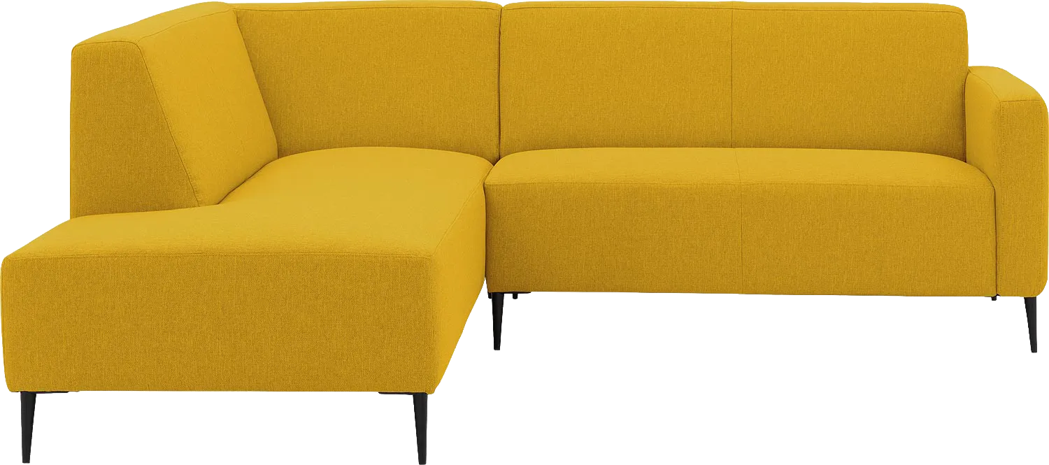 Goossens Bank Key West geel, stof, 2-zits, modern design met ligelement links