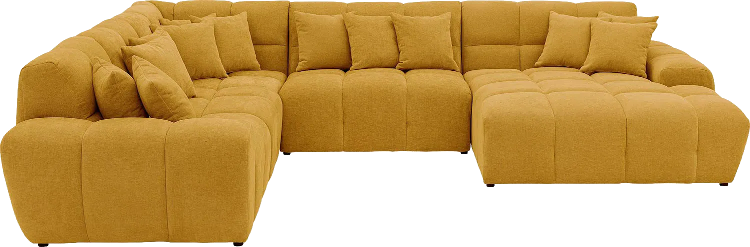 Goossens Excellent Bank Kubus geel, stof, 1,5-zits, modern design