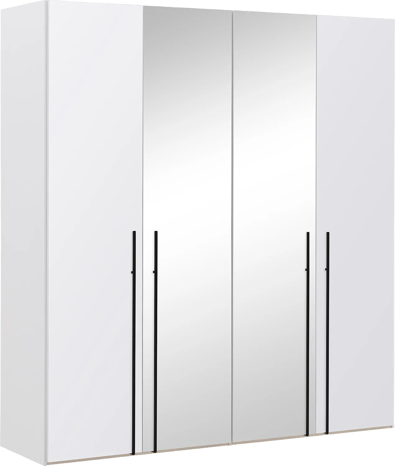Goossens Kledingkast Easy Storage Ddk, Kledingkast 203 cm breed, 220 cm hoog, 2x glas draaideur en 2x spiegel draaideur midden