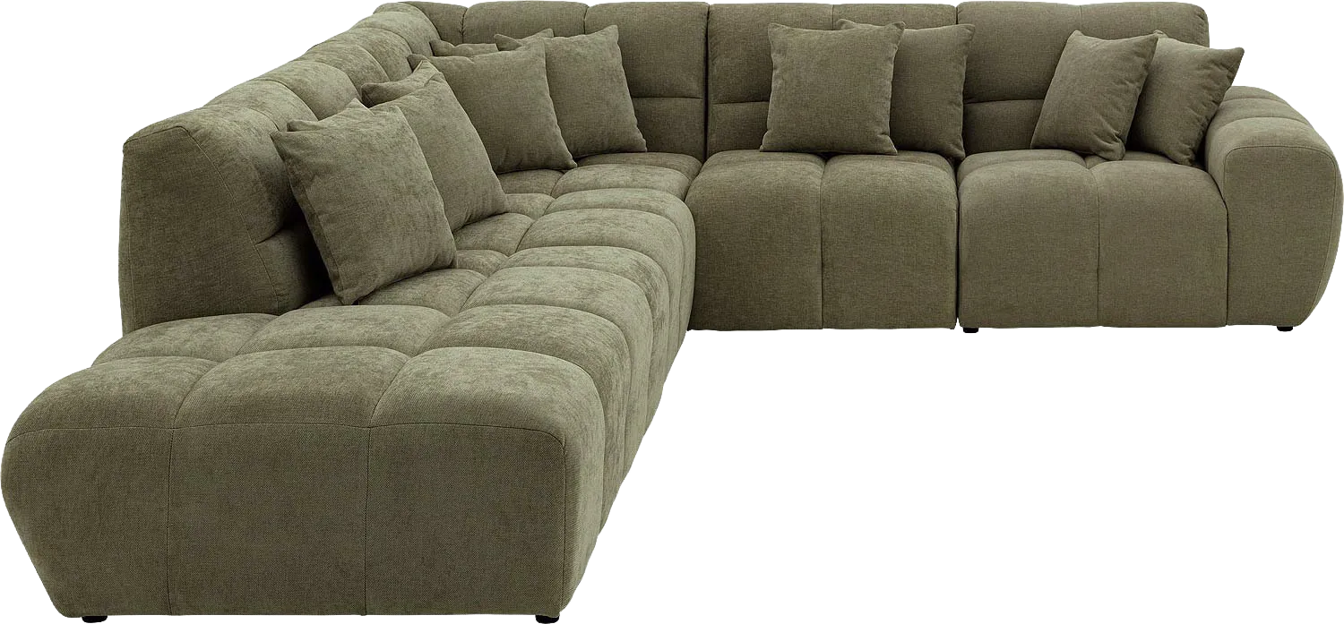 Goossens Excellent Bank Kubus groen, stof, modern design