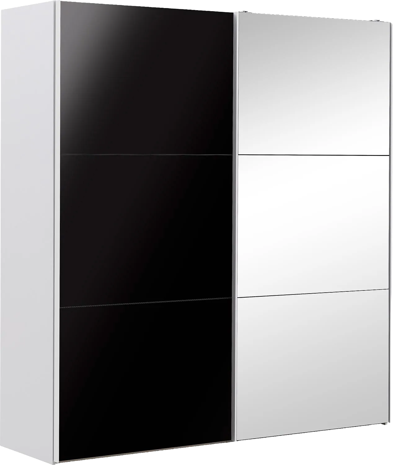 Goossens Kledingkast Easy Storage Sdk, 203 cm breed, 220 cm hoog, 1x 3 paneel glas schuifdeur li en 1x 3 paneel spiegel schuifdeur re