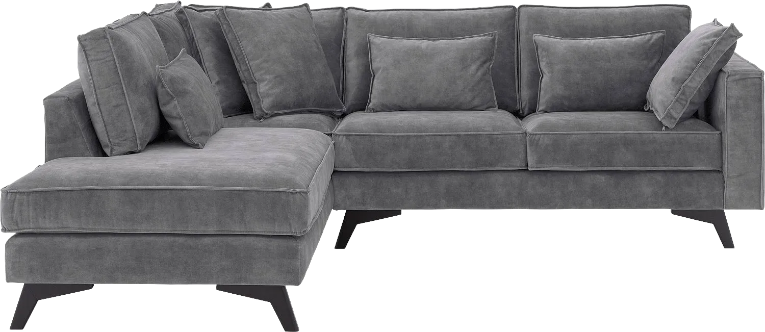 Goossens Bank Chambre grijs, stof, 2-zits, elegant chic met ligelement links