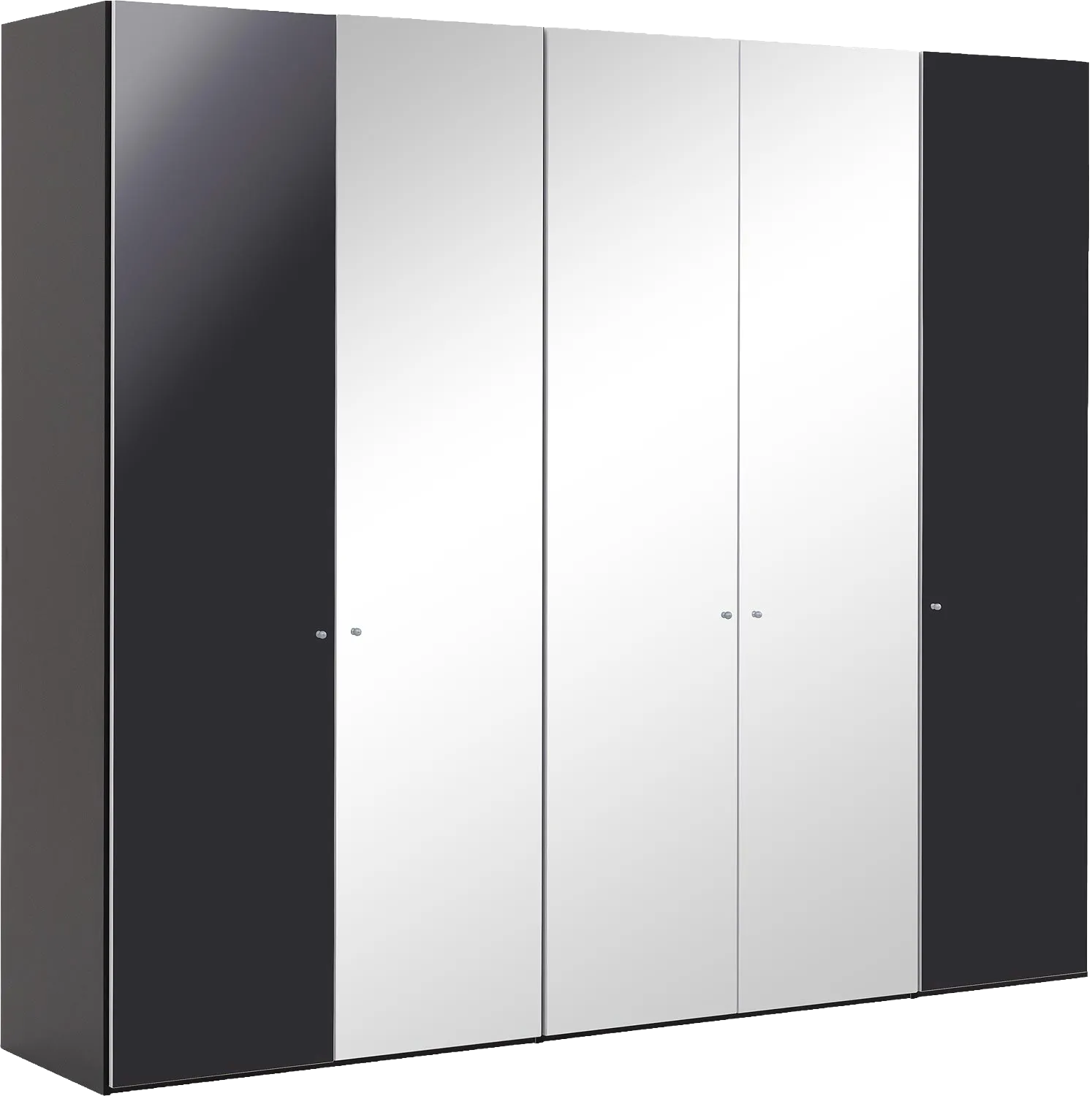 Goossens Kledingkast Easy Storage Ddk, Kledingkast 253 cm breed, 220 cm hoog, 2x draaideur en 3x spiegel draaideur midden