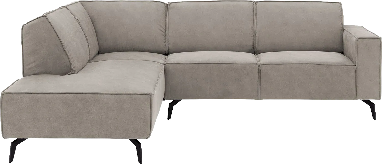 Goossens Hoekbank Hercules grijs, microvezel, 2-zits, modern design met ligelement links