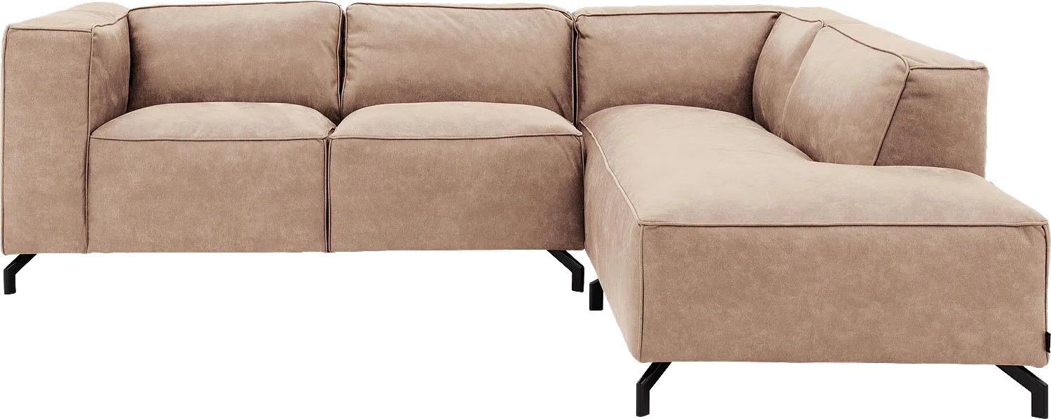Goossens Bank Calvin beige, micro leer, 2-zits, modern design met ligelement rechts