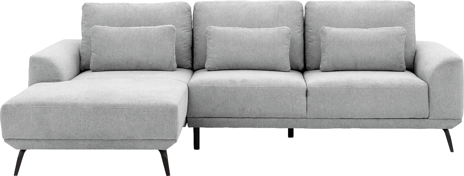 Goossens Excellent Bank Princess Met Elektrisch Uitschuifbaar Zitvlak grijs, stof, 3-zits, elegant chic met chaise longue links