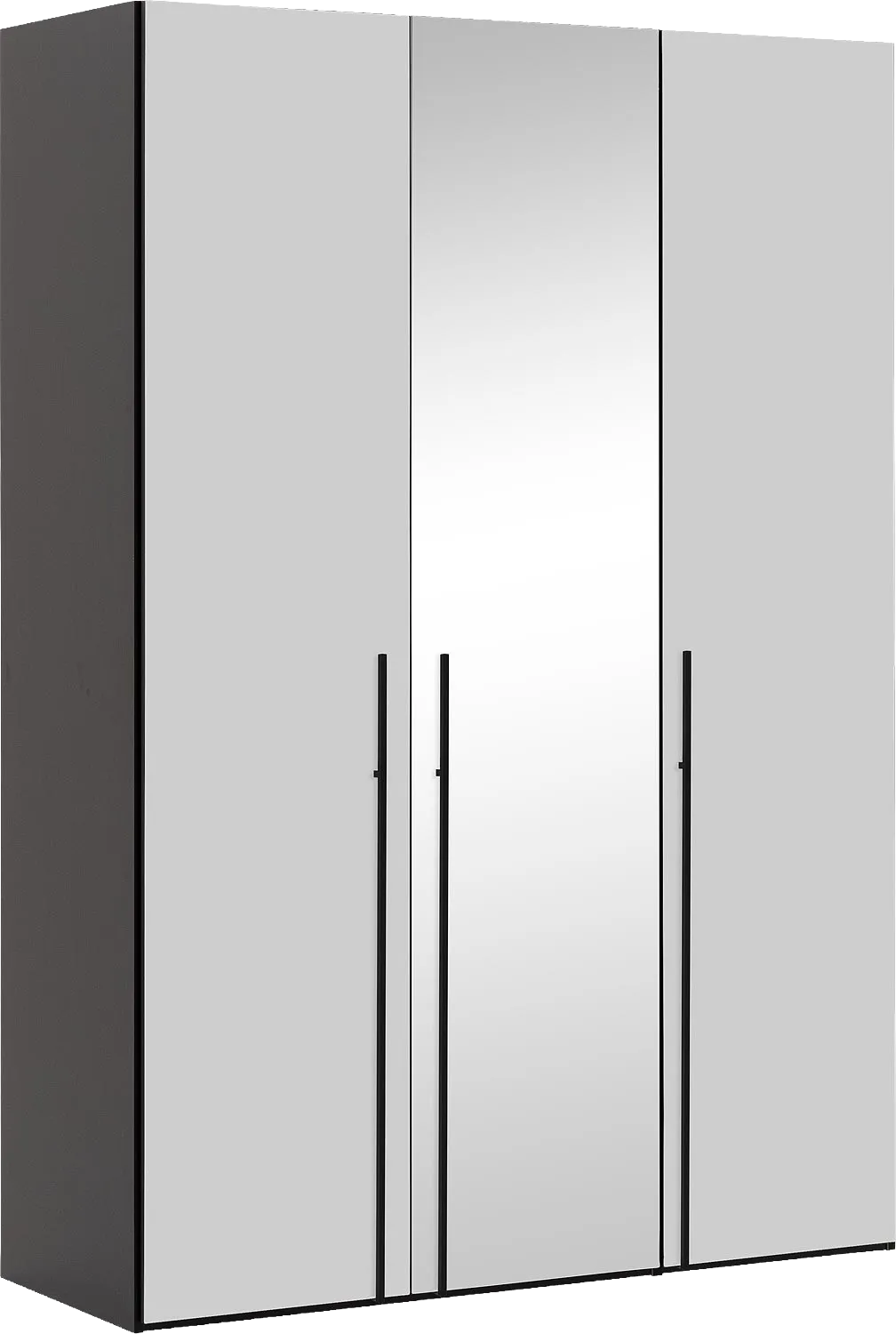 Goossens Kledingkast Easy Storage Ddk, Kledingkast 153 cm breed, 220 cm hoog, 2x glas draaideur en 1x spiegel draaideur midden