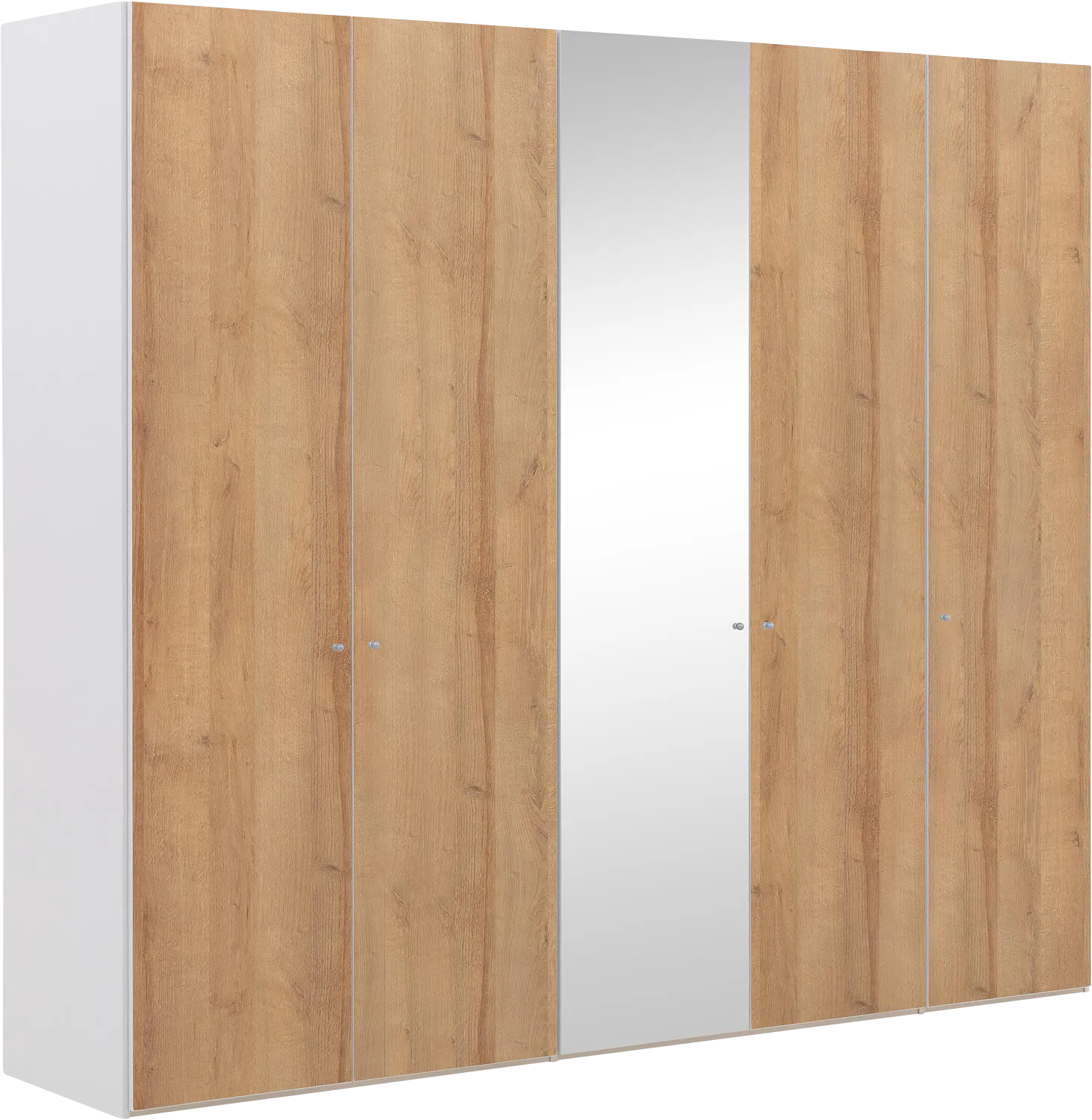 Goossens Kledingkast Easy Storage Ddk, Kledingkast 253 cm breed, 220 cm hoog, 4x draaideur en 1x spiegel draaideur midden