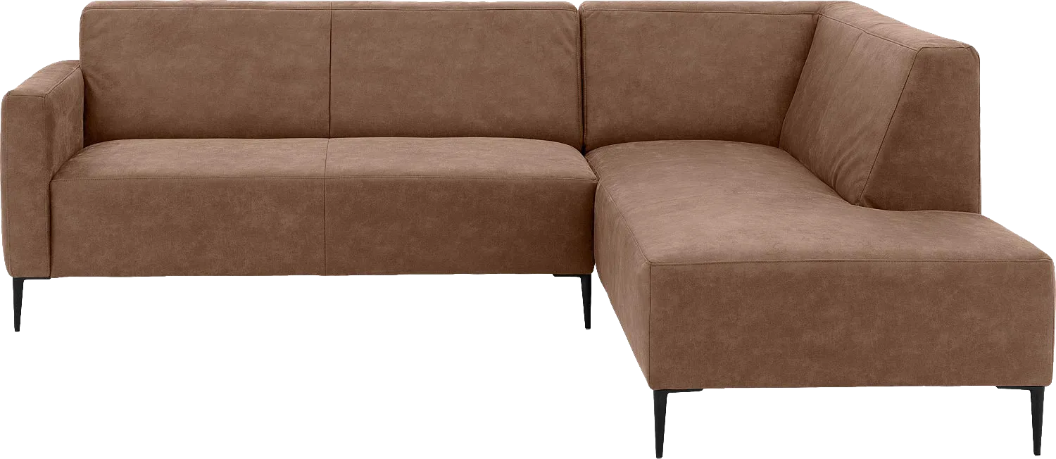 Goossens Bank Key West bruin, micro leer, 2,5-zits, modern design met ligelement rechts