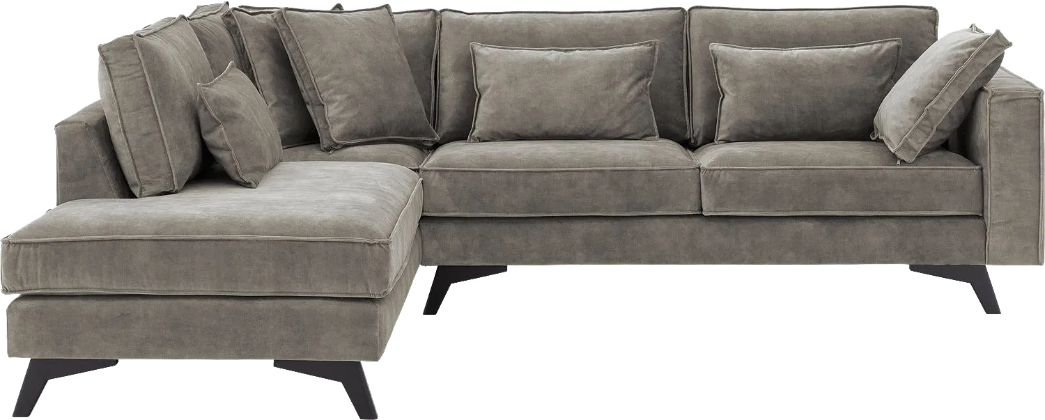 Goossens Bank Chambre grijs, stof, 3-zits, elegant chic met ligelement links