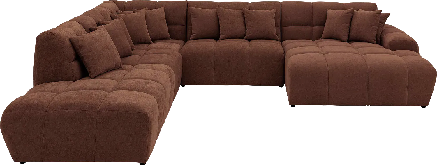 Goossens Excellent Bank Kubus bruin, stof, 1,5-zits, modern design