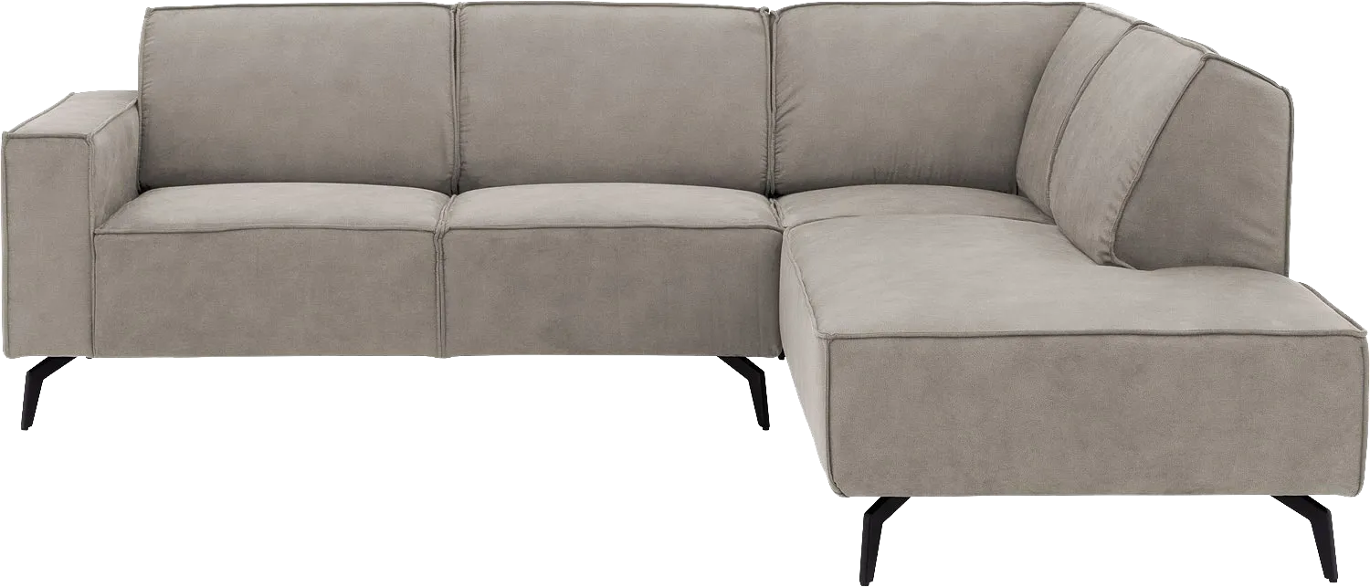 Goossens Hoekbank Hercules grijs, microvezel, 2-zits, modern design met ligelement rechts