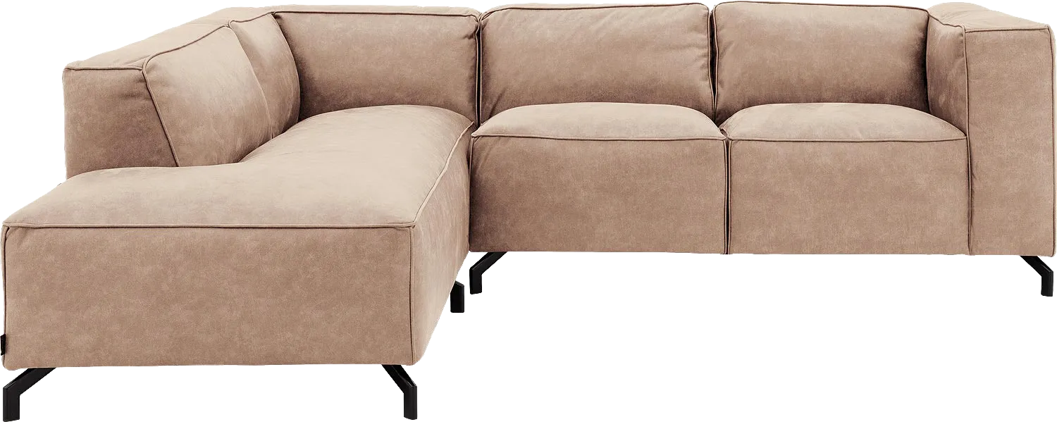 Goossens Bank Calvin beige, micro leer, 2-zits, modern design met ligelement links