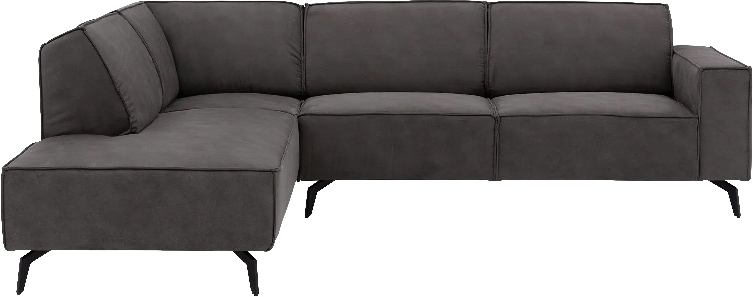Goossens Hoekbank Hercules donkergrijs, microvezel, 3-zits, modern design met ligelement links